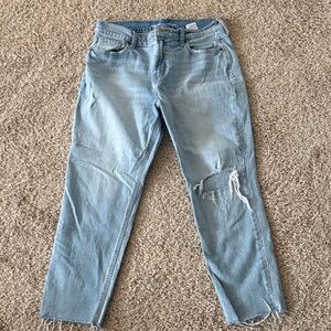 Light Blue Distressed Boyfriend Ankle Jeans